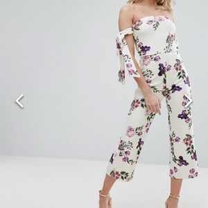 ASOS by Oh My Love, Floral Jumpsuit w Tie Sleeves
